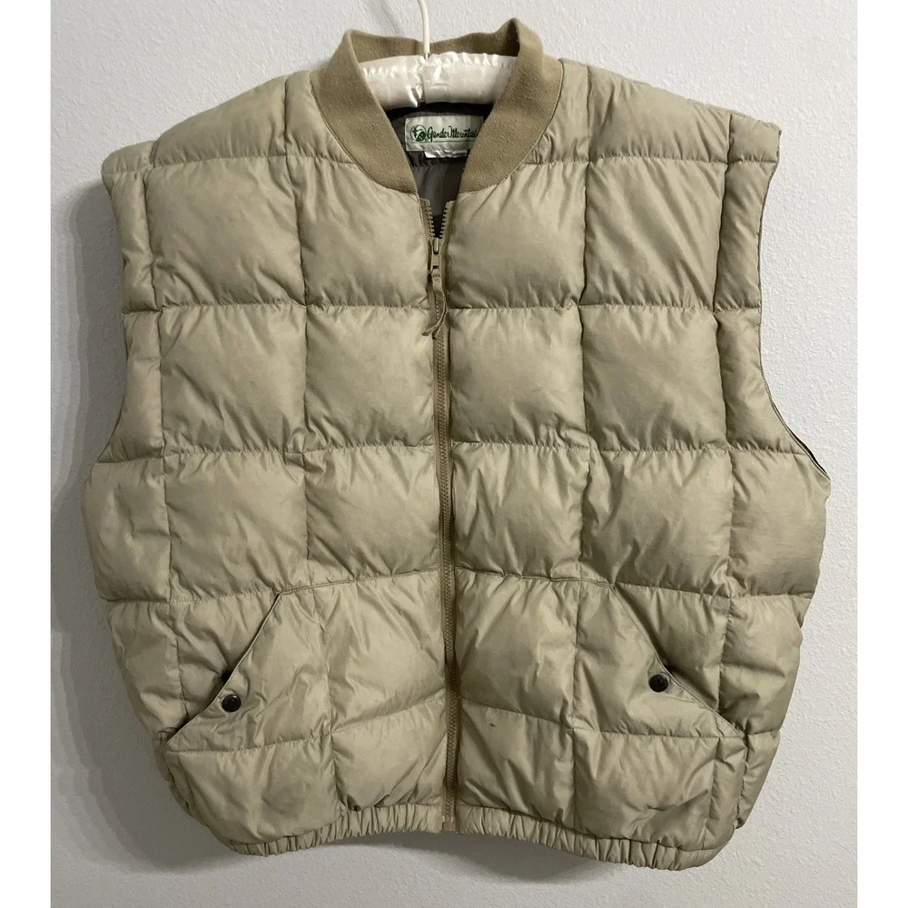Vintage Gander Mountain Goose Down Beige Puffer Vest Mens XXL‎ Hunting Vtg
